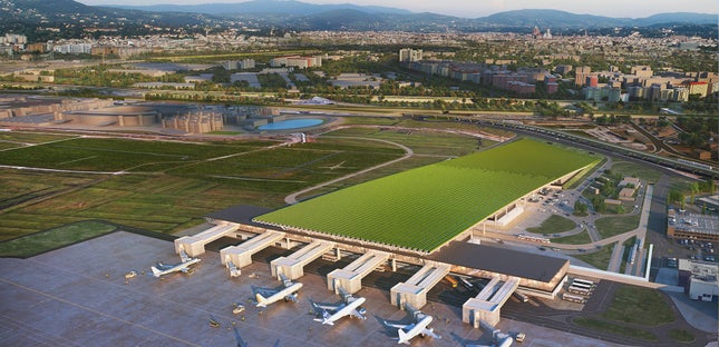 Bild zum Artikel mit dem Titel „Der italienische Flughafen wird über 19 Hektar großes Weingut auf dem Dach des neuen Terminals verfügen.“